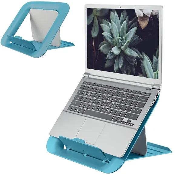 Soporte ajustable para ordenador portátil Leitz Ergo Cosy, 80 % plástico reciclado Azul tranquilo