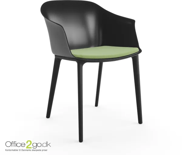 Silla Polytone C - patas negras - asiento tapizado